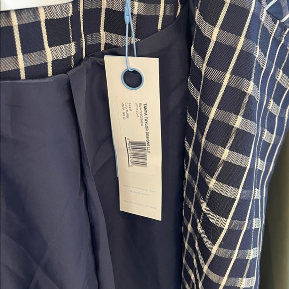 NWT Tanya Taylor Navy and Cream Plaid Jacket - Picture 9 of 9